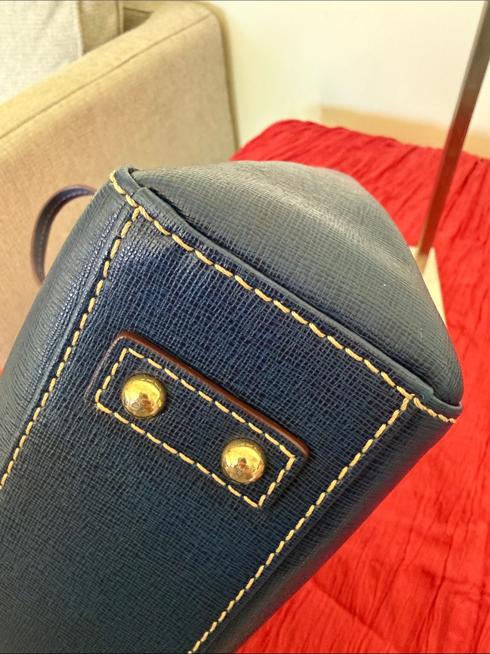 Dooney & Bourke Navy Leather crossbody Bag with Gold Hardware - Picture 11 of 12